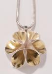 Folded leaf large gold flower pendant